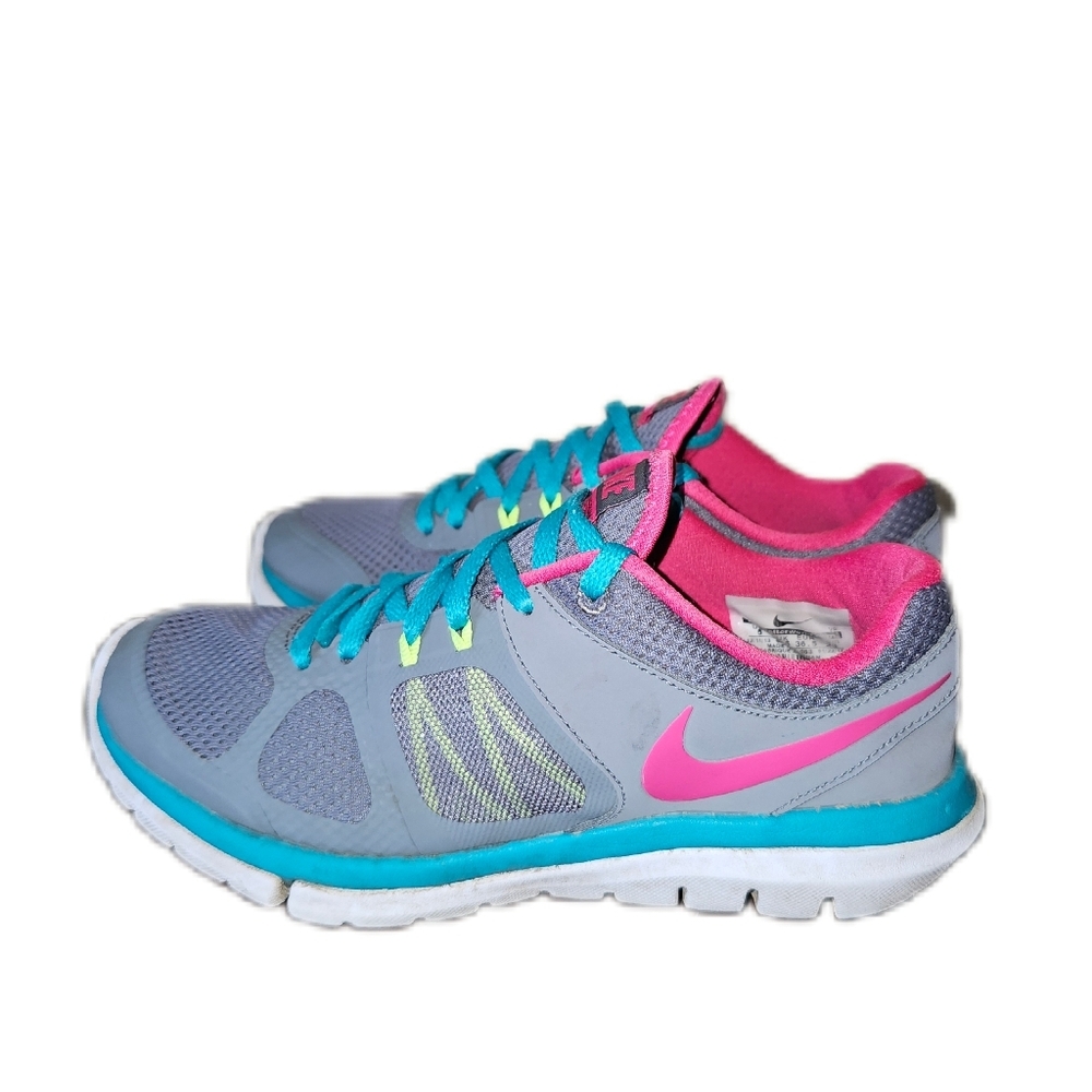 Nike Flex RN 2014 Gray Pink Blue Running Shoes Women’s Size 6